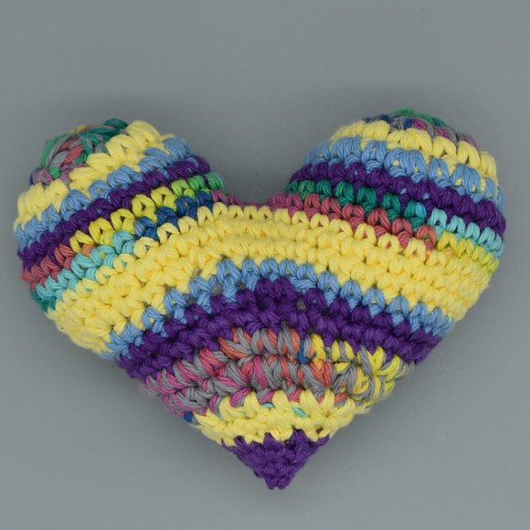 HANDCRAFTED Crochet Catnip Rainbow Striped Heart Easter Cat Toy - Picture 2 of 6